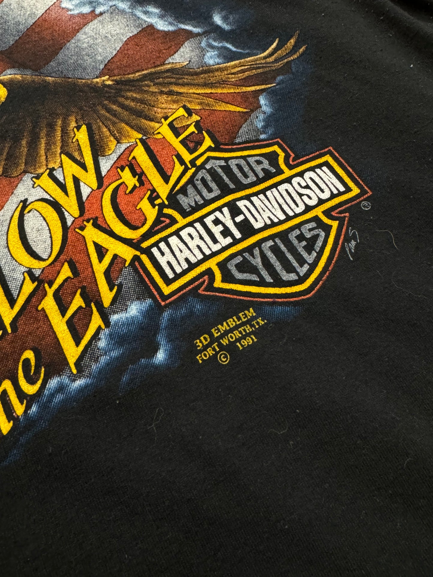 1991 Harley Davidson Follow The Eagle 3D emblem Tee Size XL