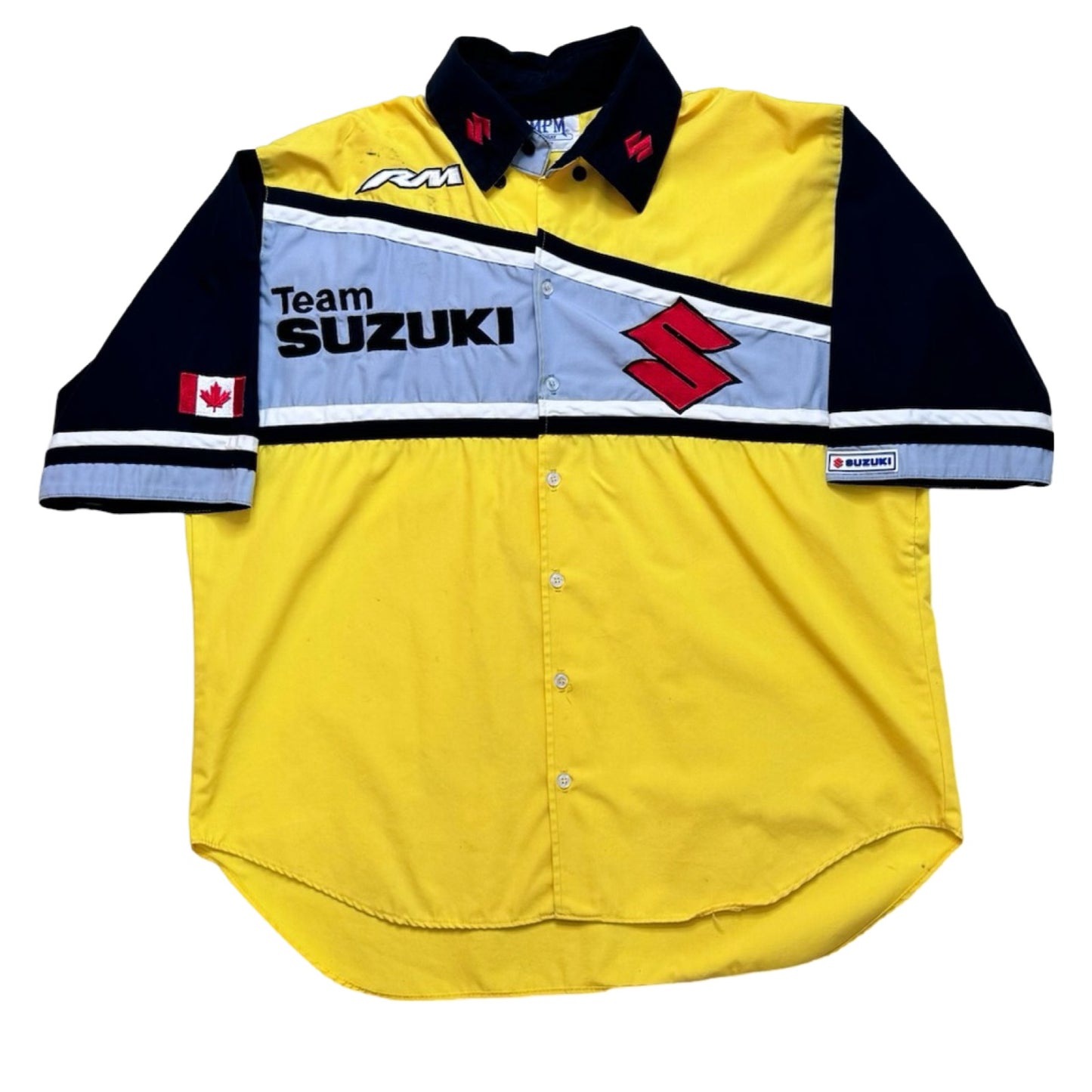 Vintage Team Suzuki Motorcycle Yellow Racing Shirt Size