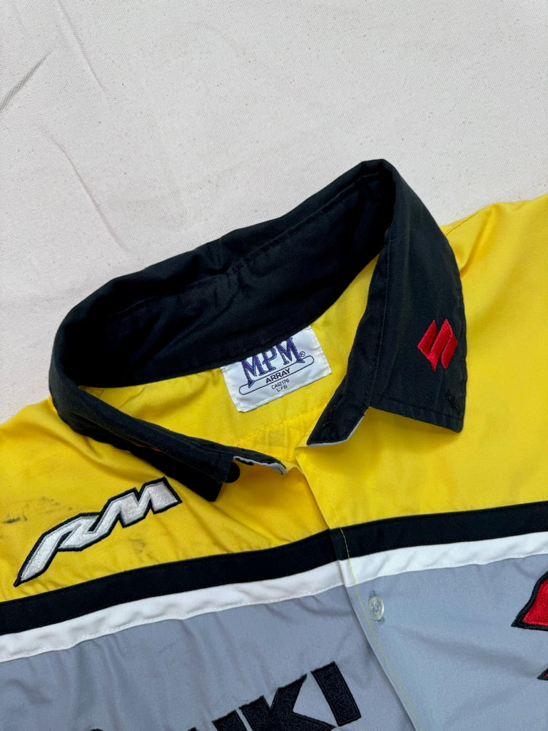 Vintage Team Suzuki Motorcycle Yellow Racing Shirt Size