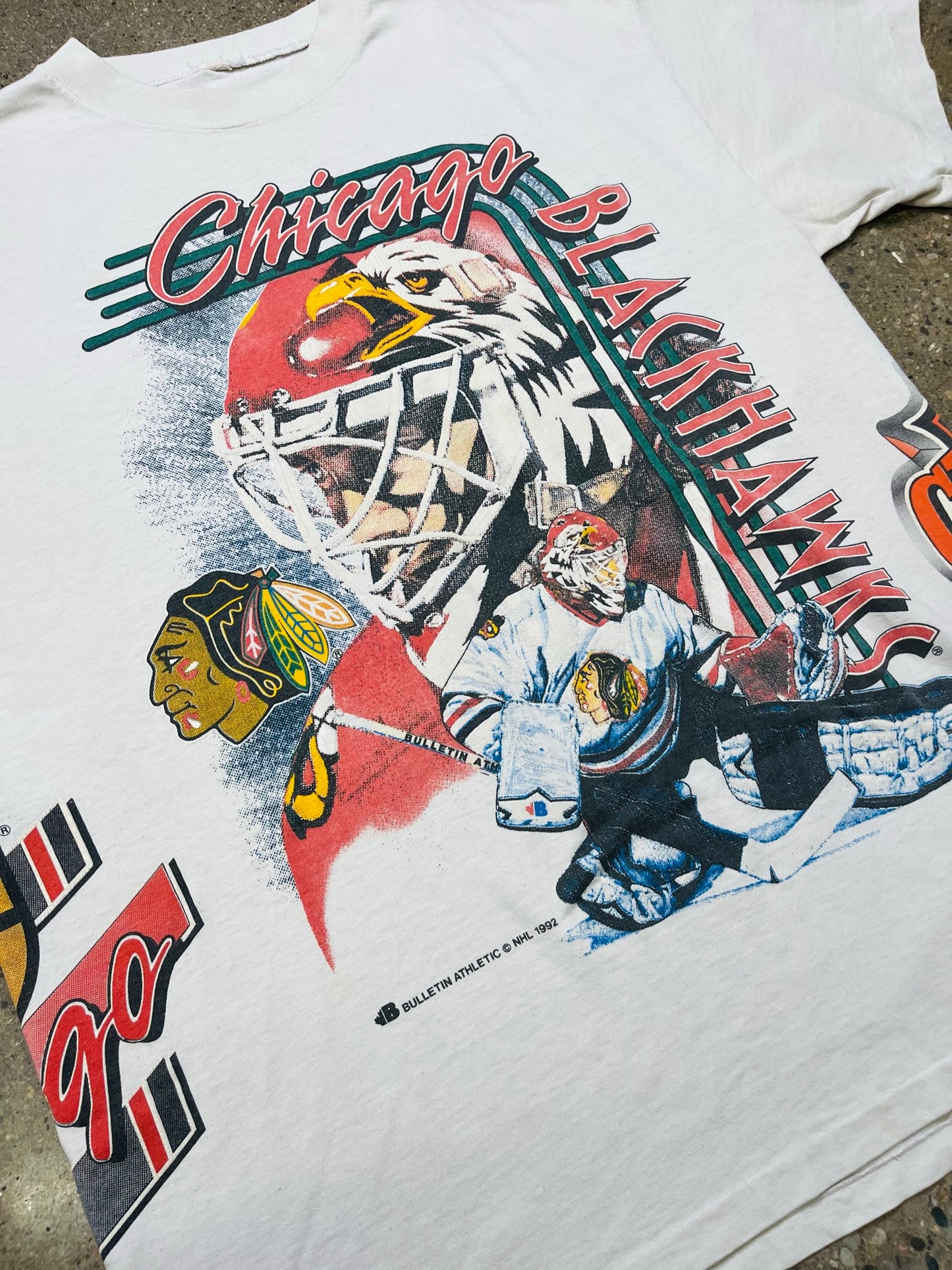 Vintage 1992 Chicago Blackhawks All-Over Shirt Size XL