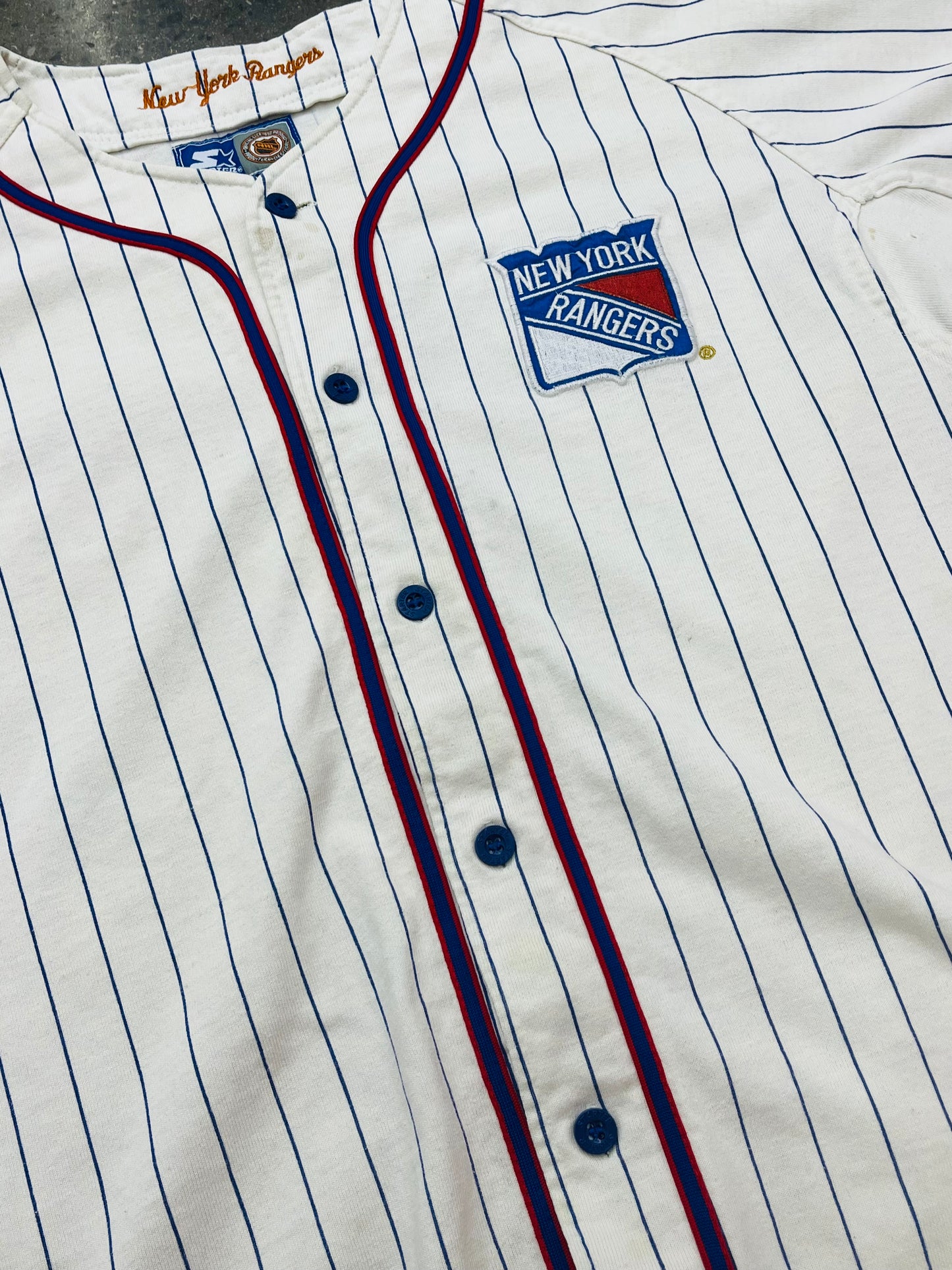 Vintage Starter New York Rangers Baseball Jersey Size L