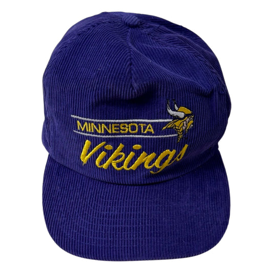 Vintage Minnesota Vikings Corduroy Snapback Cap Hat Purple NFL Annco Script