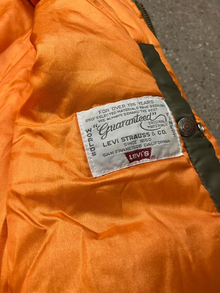 Vintage Levis Bomber Jacket Olive Orange Size M