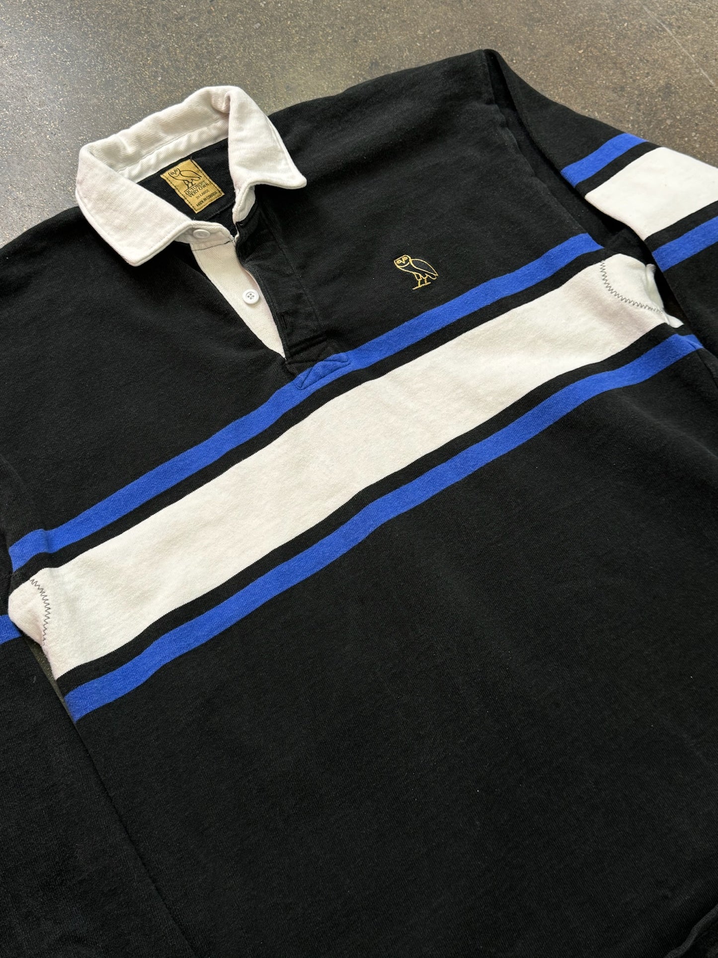 OVO Rugby Polo Blue Black Shirt Size XXL
