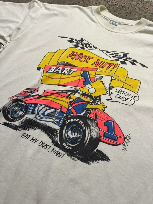 Vintage Bart Racing Tee Simpsons Size XXL